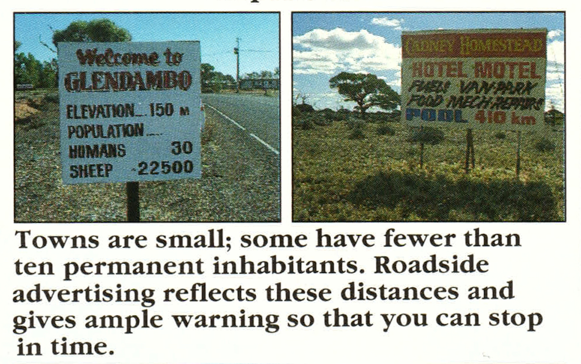Towns are small in Outback Australia